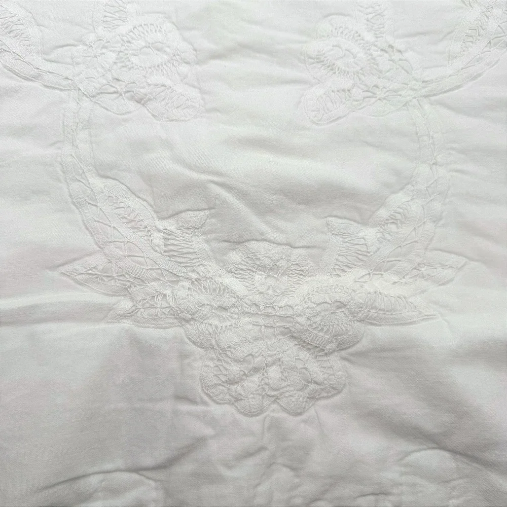 Handmade Whitework Embroidered Baby Coverlet Ruffled Heirloom Vintage Nursery